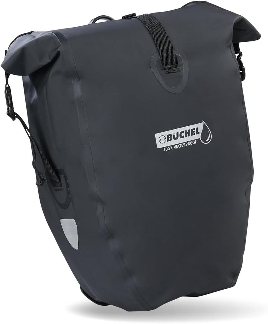 Pannier Rack Bag 26L Volume I Large Capacity Bike Bag 100% Waterproof, Bicycle Panniers Rear Rack Bag for Grocery Touring Cycling I Big Rear Bag, Bike Saddle Bag, Commuter Long Cycling Trip (Black 2)