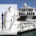 Stainless Steel Fender Rack, Double Holder for Floating Ball, Float Ball Frame Used for Yacht, Ship and Boat, Folding Fender Holder to Attach Standard 7/8"-1" Railing, Holding 2 Fenders