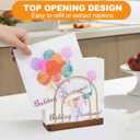 Qiannhee Gold Napkin Holder for Table, Modern Metal Wire Arch Design,Standing Napkin Dispenser,Walnut Brown Wood Base with Non - Slip Pads, Ideal for Kitchen, Dining, Wedding, Party Decorative Use