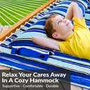 Sunnydaze Quilted Double Hammock for Outside with Spreader Bars and Pillow - 450 lb Capacity, 74x55 Inch Bed, UV Resistant, Quick Dry - Chains Included, Stand Sold Separately - Catalina Beach