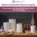 Pebble & Stem White Metal Canister Set for the Kitchen Counter, Food Canister Set of 4, Airtight Lids, Sugar and Flour Containers for Countertops, Coffee and Tea Storage, Farmhouse Decor