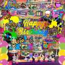 59 Pcs Hip Hop Birthday Party Supplies, Back to The 80s Themed Party Decoration Retro 90s Backdrop Balloons Cake Cupcake Topper for Rock Hippie Themed Party Decor