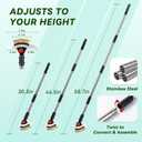 3-in-1 Heavy Duty Crack Weeder Tool, 59" Adjustable Long Handle, Stainless Steel Crevice Weed Puller and Moss Remover for Driveway, Patio, Sidewalk, Pavers and Deck Cracks