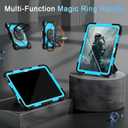 Auizotl Case for iPad (A16)11th /10th Generation 11/10.9 Inch 2025/2022 with Screen Protector Rotating Stand Shoulder Strap Pencil Holder,Military Grade Shockproof iPad Case 10th Generation,Black Blue