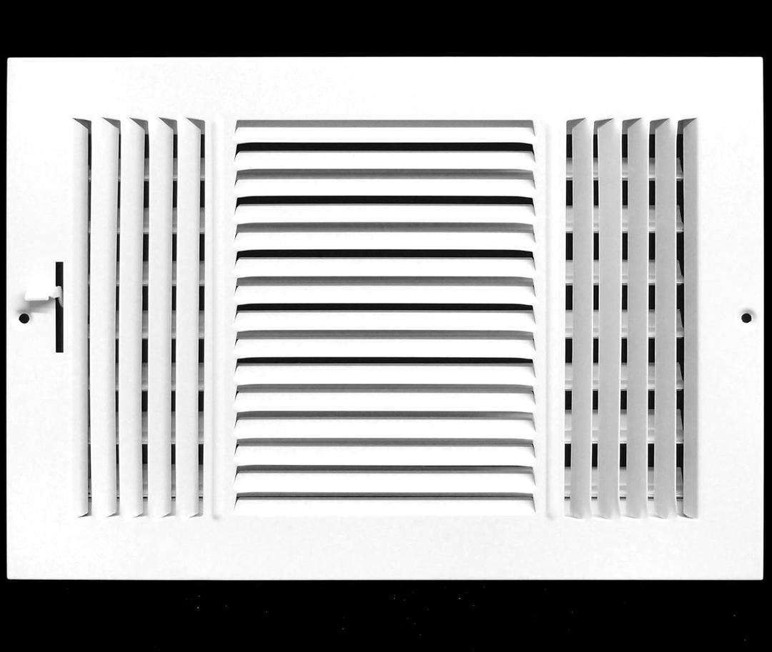 HVAC Premium 20" X 8" 3-Way AIR Supply Grille - Vent Cover & Diffuser - Flat Stamped Face - White [Outer Dimensions: 21.75"w X 9.75"h]