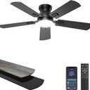 Ohniyou Ceiling Fans with Lights, 42 Inch Low Profile Ceiling Fan with Light and Remote/APP Control, Flush Mount, Dimmable, Qiuet DC Motor, Black Small Indoor Ceiling Fan for Bedroom, Kitchen