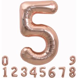 TONIFUL 40 Inch Rose Gold Large Numbers Balloons 0-9, Number 5 Digital 5 Helium Balloons, Foil Mylar Big Number Balloons for Birthday Party Anniversary Supplies Decoration