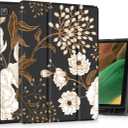 Mektron Case for Galaxy Tab A7 Lite Samsung 8.7 Inch Tablet 2021 Model (SM-T220/T225/T227) with S Pen Holder,Multi-Angle Viewing Lightweight Hard Back Stand Cover,Peonies and Roses