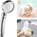 KAIYING Chrome High Pressure Handheld Shower Head with ON/OFF Pause Switch, 3 Spray Modes Shower Wand with Shut Off Button, Removable Camper Shower Head with Hose and Adjustable Angle Bracket