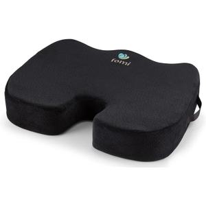 FOMI Extra Wide and Thick Firm Coccyx Seat Cushion | 20 x 16 x 3.5 | Large Black Orthopedic Memory Foam Pad for Car or Truck Seat, Office Chair, Wheelchair | Back Pain Relief