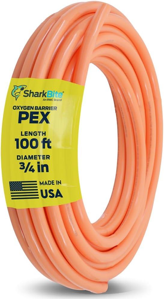 SharkBite 1 Inch x 100 Feet Orange PEX Pipe, Made in the USA, Oxygen Barrier Flexible Water Tubing for Radiant and Hydronic Heating, U880O100