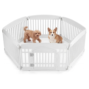 NEWBULIG Dog Playpen 6-Panel, 24IN Puppy Playpen, Stable Dog Play Pen Indoors/Outdoor with Secure Locking Door, Plastic Pet Fence for Small & Medium Dogs