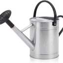 1 Pcs 1 Gallon Metal Watering Can for Indoor Outdoor Plants, Galvanized Garden Water Can with Long Spout and Dual Handles, Large Silver Watering Pot for Flowers, Houseplants, Yard