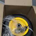 13x5.00-6 Flat Free Lawn Mower Tire and Wheel, Smooth Tread Tire for Lawnmower, Bearing Bore Hole 3/4" & 5/8, 3.25"-5.9" Centered Hub, 2 PCS