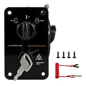 12V Boat Ignition Switch with Key, Fits Yamaha Outboard Single Engine Ignition Switch Panel Assembly On-Off-Start 704 Control Box w/Boat Kill Switch Lanyard, 704-82570-12-00 704-82570-08-00