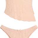ZAFUL Women's Bandeau Tankini Swimsuit Crochet Bathing Suits (Pink, S)