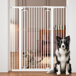 Keny 51" Extra Tall Pet Gate, 29.7"-46" Wide Adjustable Cat Gate for Doorway, Hallway, Stairs, Auto-Close & Pressure Mounted, No Drilling, White