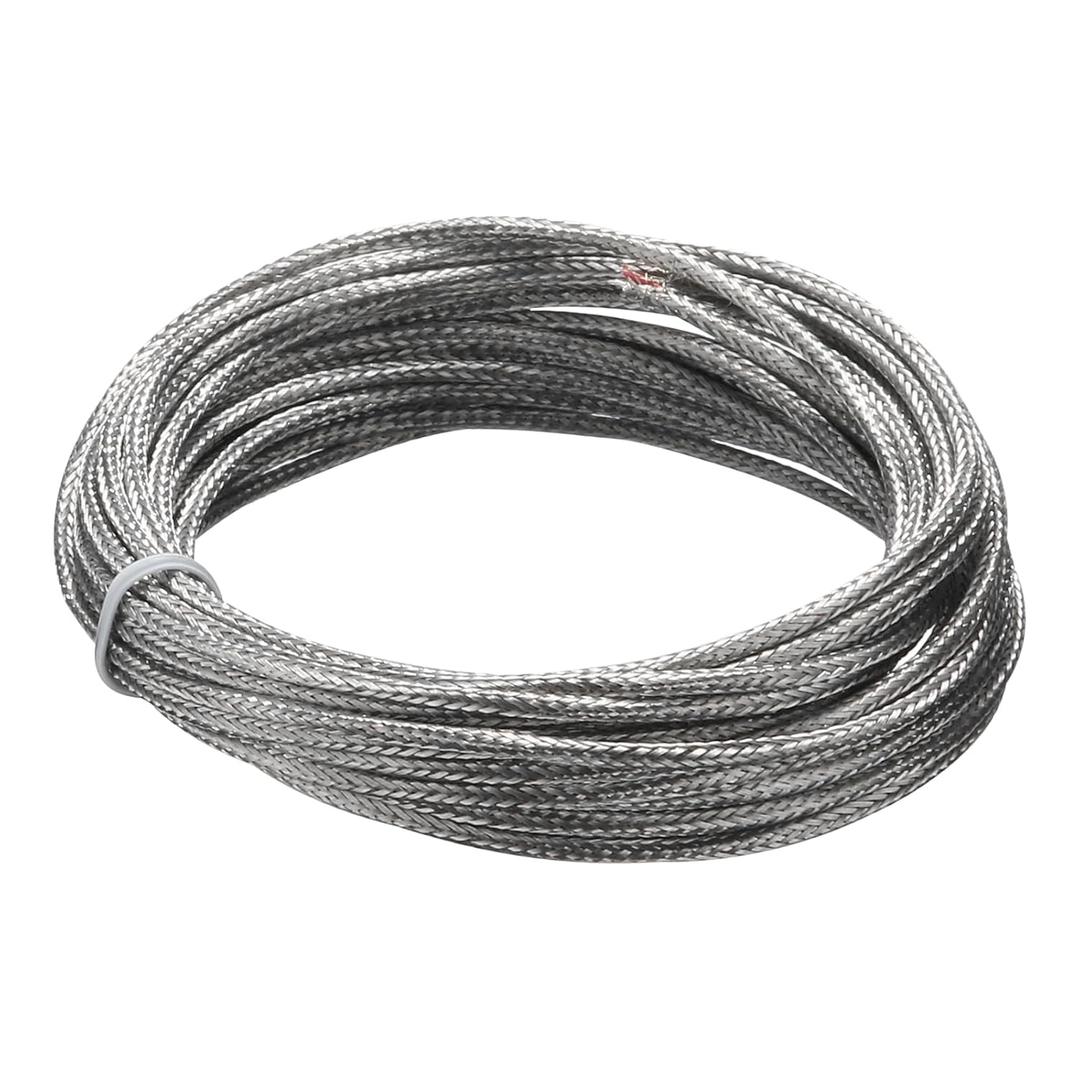 MECCANIXITY AWG 24 K-Type 2x0.5 Thermocouple Wire Braided Stainless Steel Insulation Up to 315C/599F 33 Ft for Thermocouple Probe Temperature Sensor