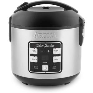 AROMA Select Stainless Rice Cooker, 4-Cup (Uncooked) / 8-Cup (Cooked), 2 Qt, Stainless Steel Inner Pot, Multicooker, Steamer, Stainless Steel, ARC-914SBDS