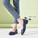 Hash Bubbie Women's Loafers Slip On Shoes Chunky Low Block Heels Closed Toe Pumps Office & Wedding Comfortable Dress Shoes (Navy, US10)