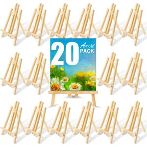 AROIC Wood Easels, Easel Stand for Painting Canvases, Art, and Crafts. (11.8 inch, 20 Pack), Tripod, Painting Party Easel, Kids Student Table School Desktop, Portable Canvas Photo Picture Sign Holder.