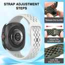 Watch Band Compatible with Samsung Galaxy Watch Ultra 47mm, Breathable Hollow-out Sport Band for Women Men Soft Silicone Galaxy Watch 7 Ultra Replacement Band-White