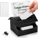 Kingrol Lockable Donation Box with Sign Holder and 100 Free Cards, Black Acrylic Suggestion Box for Fundraising, Voting, Office, Schools and Businesses
