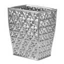 Ceramic Rectangular Small Trash Can - Wastebasket, Garbage Container Bin for Bathroom, Bedroom, Kitchen, Home Office, and Kids Room, Holds Waste, Recycling - Silver