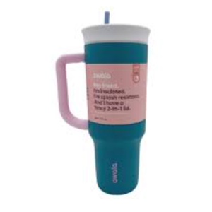Owala Stainless Steel Triple Layer Insulated Travel Tumbler with Spill Resistant Lid, Straw, and Carry Handle, BPA Free, 40 oz, Dusty Pink