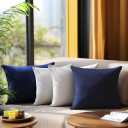 2 x QUORGVES Navy Blue Velvet Pillow Covers 16x16 Inch Set of 2, Soft Solid Decorative Square Throw Pillow Covers, Decor Cushion Covers for Bed Sofa Couch Bedroom Living Room - Coastal Sky Baby Blue