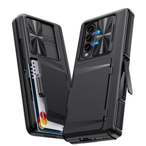GBEE for Samsung Galaxy Z Fold 3 Case with Card Holder & Hinge Protection & Kickstand & Slide Camera Cover & Built-in Screen Protector, Rugged Phone Case for Galaxy Z Fold 3 (Black)