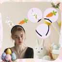 Ecuupas Easter Headbands Glitter Rabbit Hairband Cute Carrot Hair Hoop Headpiece Hair Accessories for Spring Easter Party Festival Supplies