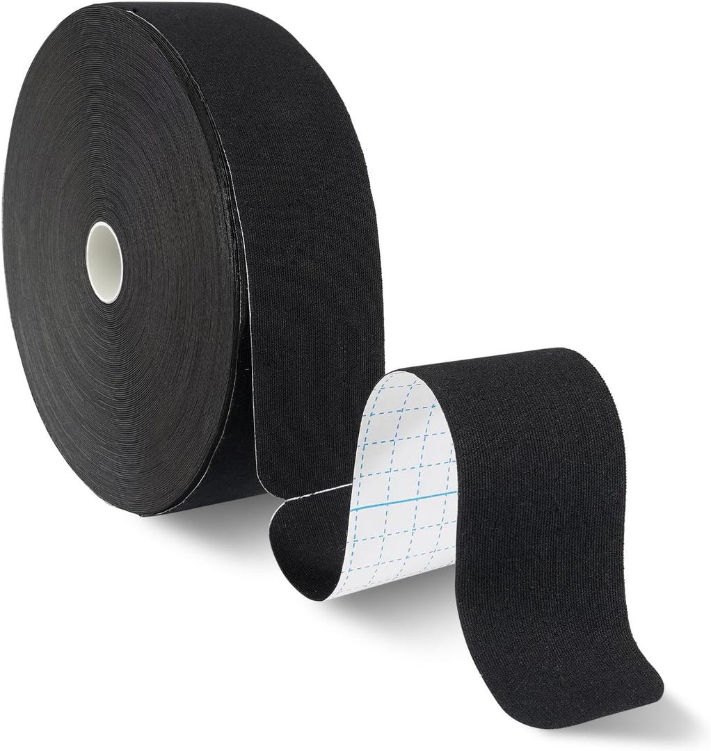 Kinesiology Tape Precut - 115ft (140 Strips) Bulk Roll, Latex-Free & Water-Resistant Athletic Tape - Muscle & Joint Support for Sports, Workouts (Black)