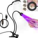 AORAEM LED UV Nail Lamp: Double-Headed Gooseneck UV Lamp for Gel Nails, LED Flash Cure Light with 6X Magnifier Home DIY Salon, Black (Small)