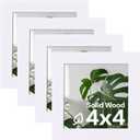 Egofine 4x4 Picture Frames Set of 4, Made of Solid Wood Covered by Plexiglass Display 4x4 for Table Top Display and Wall Mounting Photo Frame, White