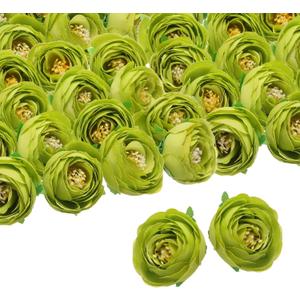 uxcell 30pcs Artificial Camellia Flower Heads,1.2" Silk Fake Camellia Heads Mini Camellia Artificial Flowers Bulk for DIY Wedding Bouquets Centerpieces Party Home Decorations, Deep Green