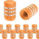 Tire Valve Stem Caps, 12 Pcs Dustproof Corrosion-Proof Premium Metal Rubber Seal Tire Valve Caps, Universal Fit for Cars, SUVs, Bike and Bicycle, Trucks, Motorcycles (Orange)