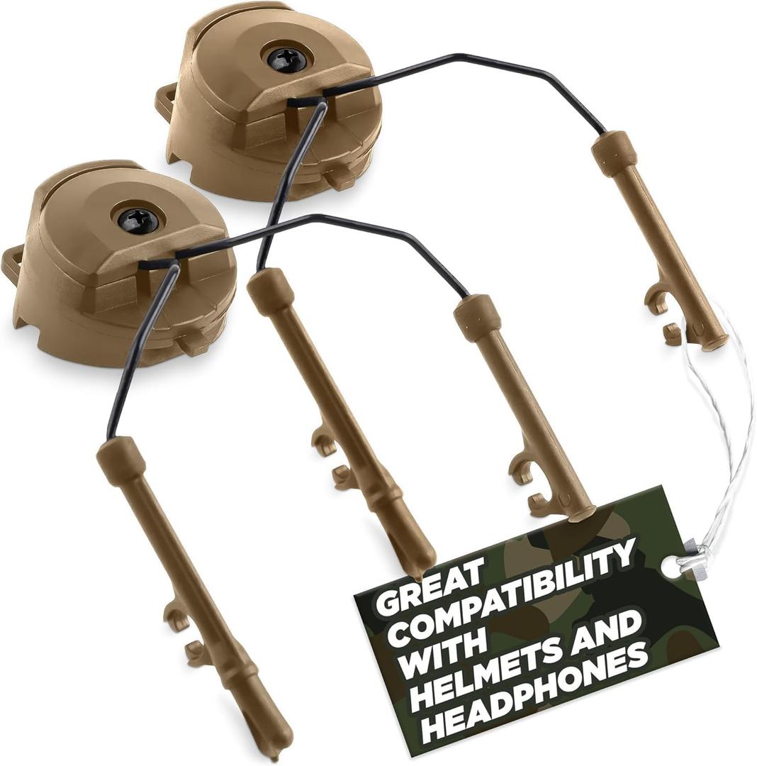 ARC Rail Adapter for Tactical Headsets  Compatible with Peltor Comtac II/III, Earmor M31/M32, Sordin  Fits FAST, MICH, EXFIL Helmets  Airsoft, Range, Law Enforcement  Secure Mount, No Tools Needed (Coyote Brown)