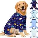 Bienbee Dog Pajamas, 4 PCS Cozy Recovery Suit for Dogs Shedding Suit Cone Alternative Jammies Onesie Pjs Doggie Pajamas Dog Clothes for Small Medium Large Dogs Boy Girl(Rockets Set)-2XL