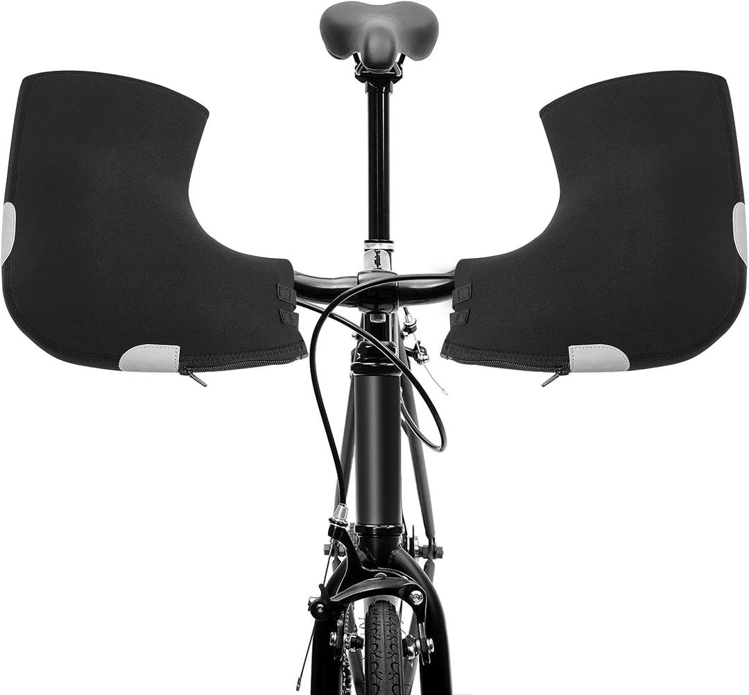 Bike Handlebar Mitts Polar Fleece Lining Handlebar Mittens (Black)