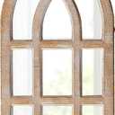 Small Rustic Arched Window Mirrors for Wall Decor 8 X 16 Inch, Hanging Farmhouse Cathedral Window Pane Mirror, Distressed Wooden Frame Decorative Mirror for Living Room Hallway Entryway