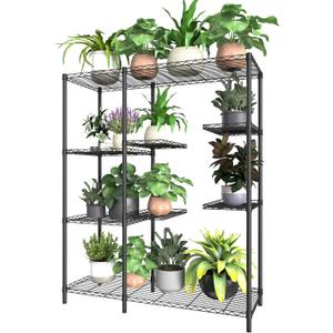Xiofio 8-Tier Plant Stand for Indoor Outdoor, Large Plant Shelf Rack, Plant Stand Indoor Multiple,Adjustable Flower Stand for Bedroom, Living Room, Balcony, Garden, Black