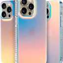 LONLI Hue - for iPhone 14 Pro Case - Fluorescent Coloful Holographic Iridescent Phone Case - [360 Shock-Absorbent Bumper] - Cute, Unique and Aesthetic Phone Cover for Women and Girls