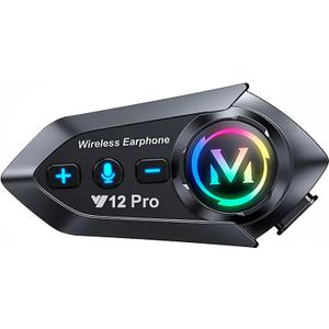 Motorcycle Helmet Bluetooth Headset 2 Way Intercom 550 Yards,HIFI Sound,Noise Cancellation,Music Share,1000mAh,Helmet Speakers Headphones FM,Easy to Connect/Use with Gloves,Waterproof,Voice Assistant