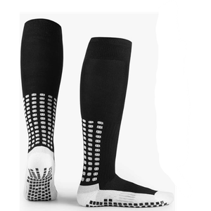 LUX Anti Slip Soccer Knee Socks,Non Slip Football/Basketball/Hockey Sports Grip Socks Black