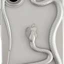 FLIRACON Cute Cool Hollow Solid Color 3D Snake Heat Dissipation Soft Phone Case Compatible with iPhone Case(Silver,for iPhone 16)