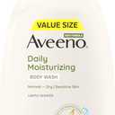 Aveeno Daily Moisturizing Body Wash for Women and Men for Dry & Sensitive Skin, Paraben, Soap & Dye-Free, Gentle Shower Cleanser, Dermatologist Recommended Brand, Lightly Scented, 33 Fl Oz