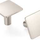 Brushed Nickel, Round Shank Square Kitchen Cabinet Knob ZK2201 | Pack of 10, Modern Pull Handle, Solid Hardware for Drawer, Dresser, Bathroom, Vanity, Furniture, Cupboard, Size: 1-1/4 Inch