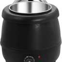 10.5QT Soup Warmers, Commercial Soup Kettle Electric Soup Pot with Stainless Steel Hinged Lid and Detachable Insert Pot, Temperature Control Knob for Restaurants and Party, Catering (Black)