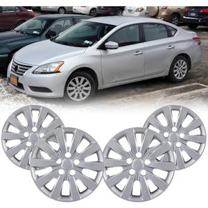 16 inch Hubcaps Fits for 2013-2019 Nissan Sentra & 2011-2025 Nissan Leaf (Set of 4), Wheel Covers for 13-19 Sentra,11-25 Leaf Models Wheel Rim Hubcap Replacement - Silver